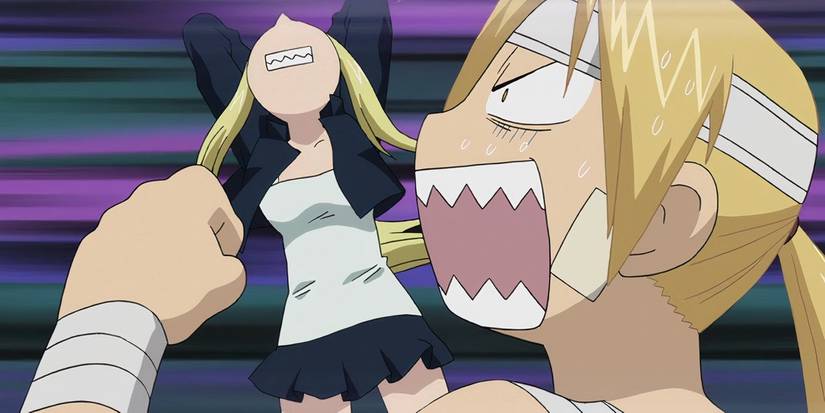 Winry and Ed radically cry out in Fullmetal Alchemist: Brotherhood.