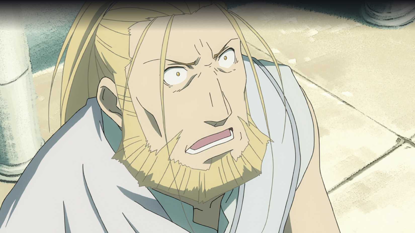 Van Hohenheim a l'air choqué en parlant dans FMA : Brotherhood
