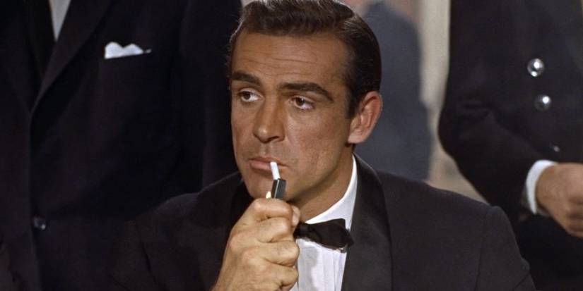 Sean Connery's James Bond lights his cigarette in Dr. No.