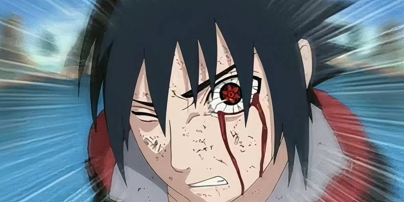 L'œil de Sasuke saigne après avoir utilisé Amaterasu pour la première fois dans Naruto Shippuden.