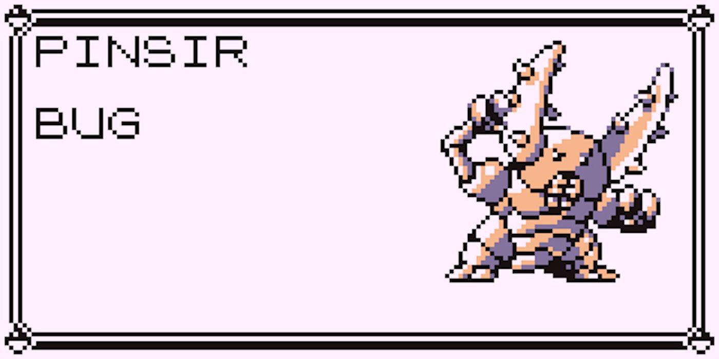Pinsir's Pokedex entry in Pokemon Blue.