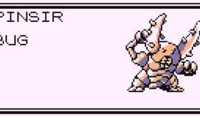 Pinsir's Pokedex entry in Pokemon Blue.