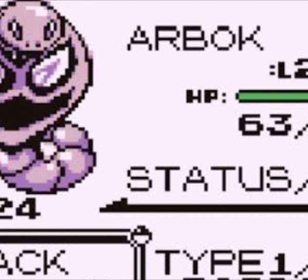 Arbok Pokedex entry in Pokemon Red.