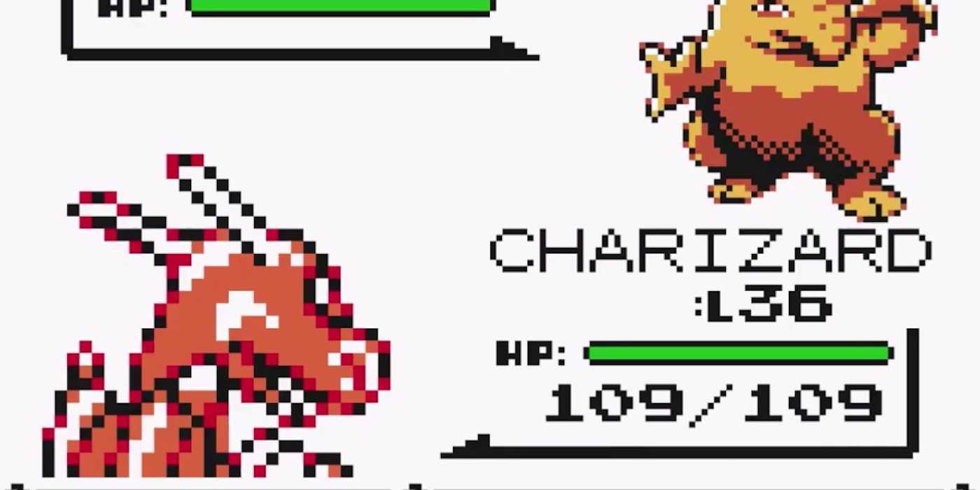 Charizard battles Drowzee in Pokemon Red and Blue.
