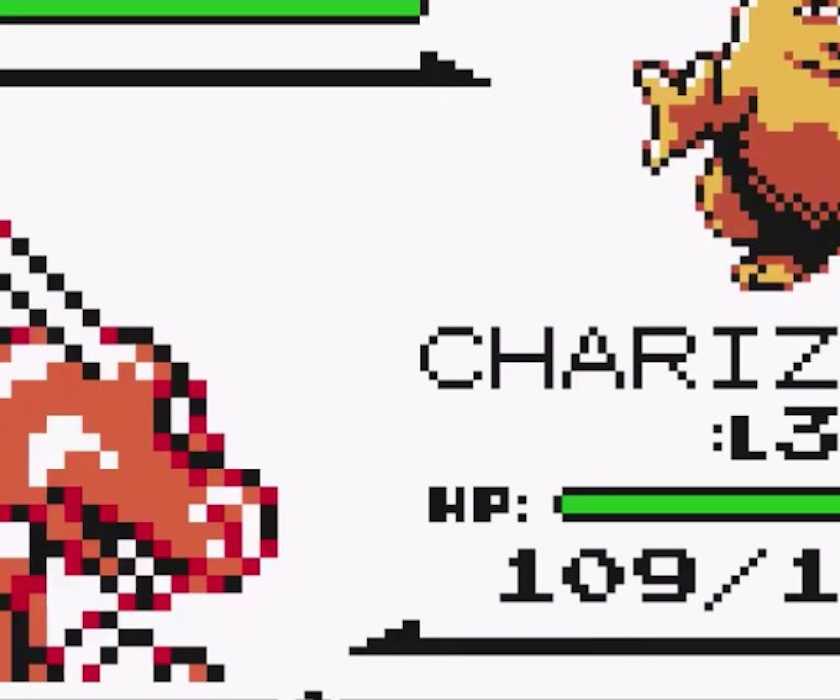 Charizard battles Drowzee in Pokemon Red and Blue.