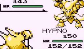 Hypno battles Alakazam in Pokemon Red and Blue.