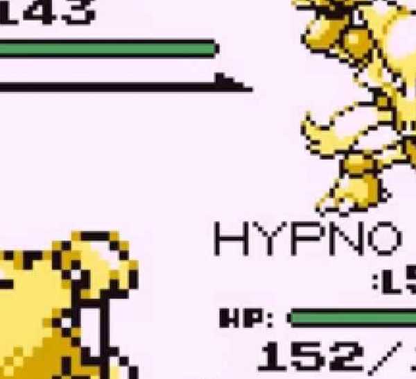 Hypno battles Alakazam in Pokemon Red and Blue.