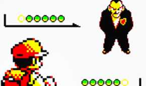 The player and the eighth Gym Leader, Giovanni, prepare to battle in Pokémon Yellow.
