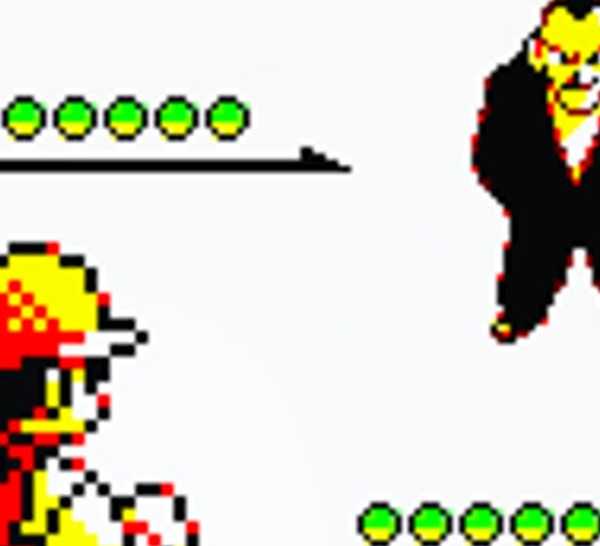 The player and the eighth Gym Leader, Giovanni, prepare to battle in Pokémon Yellow.