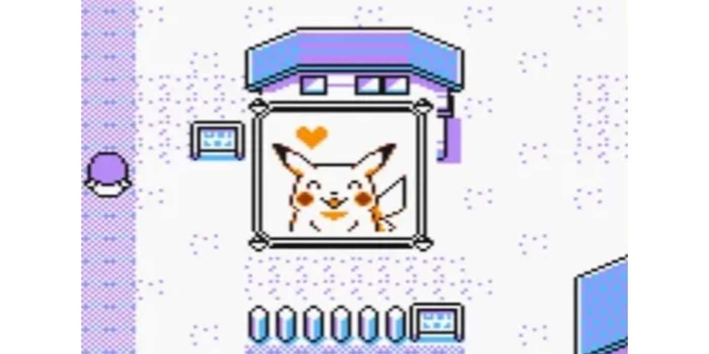Pikachu indicating high happiness to the player in Pokémon Yellow.