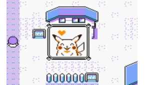 Pikachu indicating high happiness to the player in Pokémon Yellow.