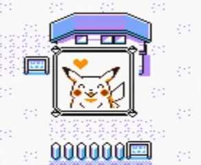 Pikachu indicating high happiness to the player in Pokémon Yellow.