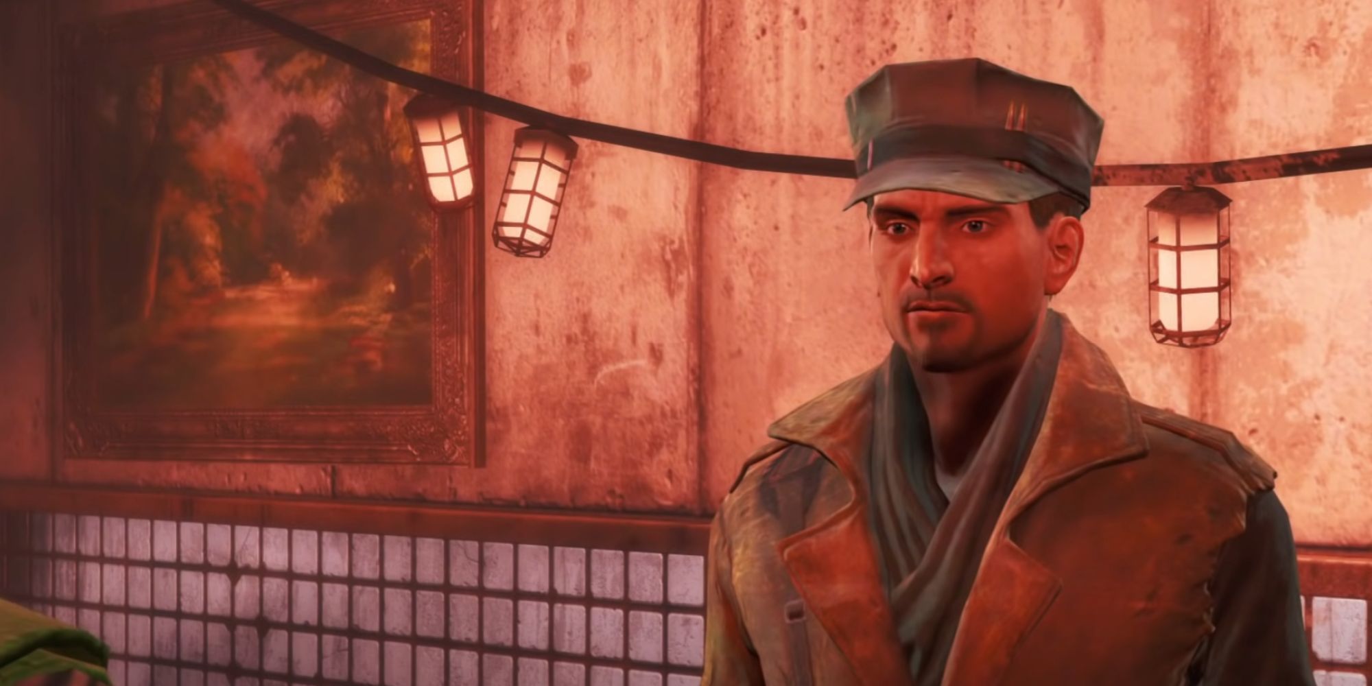 Robert MacCready durante uma troca de diálogos em Fallout 4