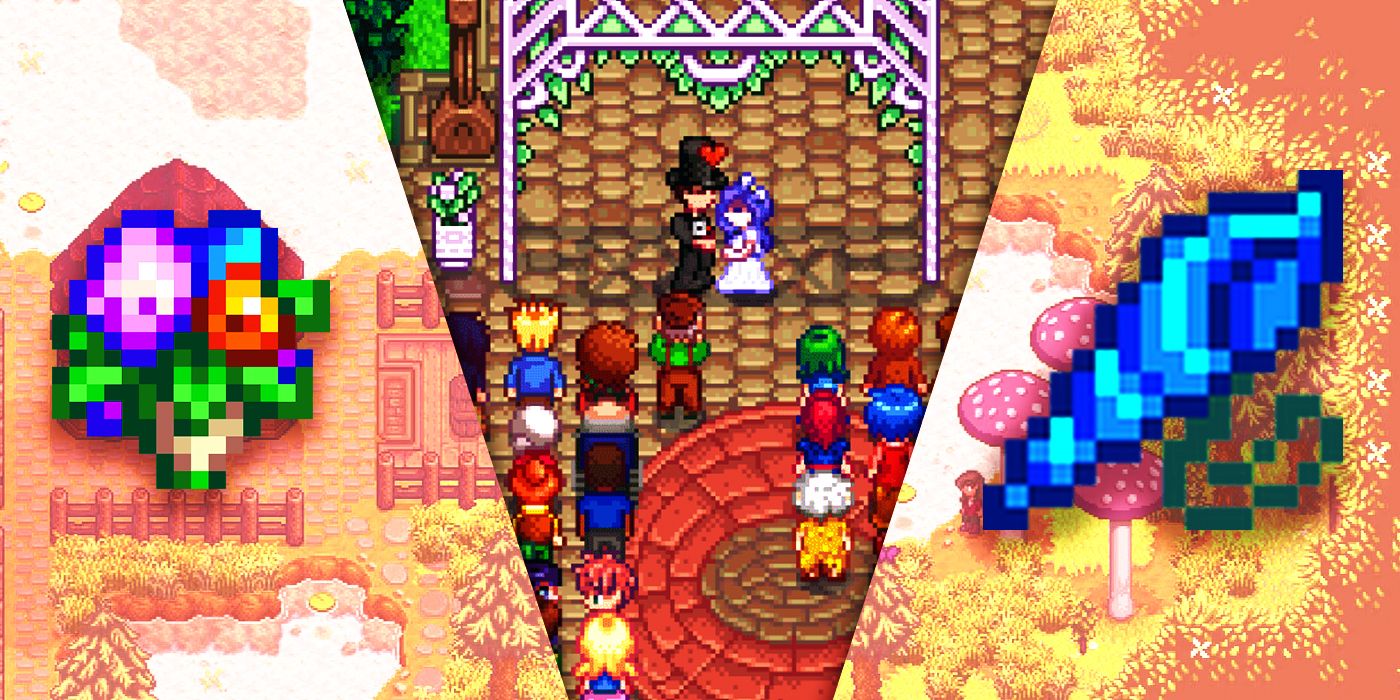 Stardew Valley's bouquet, the Mermaid's Pendant, and a marriage scene