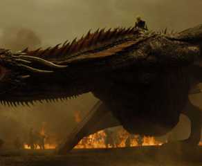 Daenerys Targaryen rides Drogon in battle in Game of Thrones