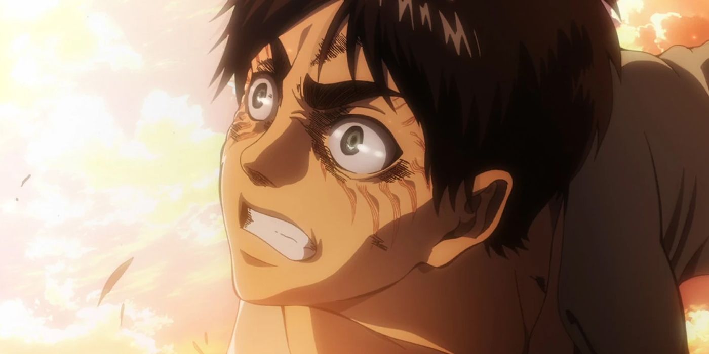 Eren Jaeger punches the Smiling Titan in Attack on Titan