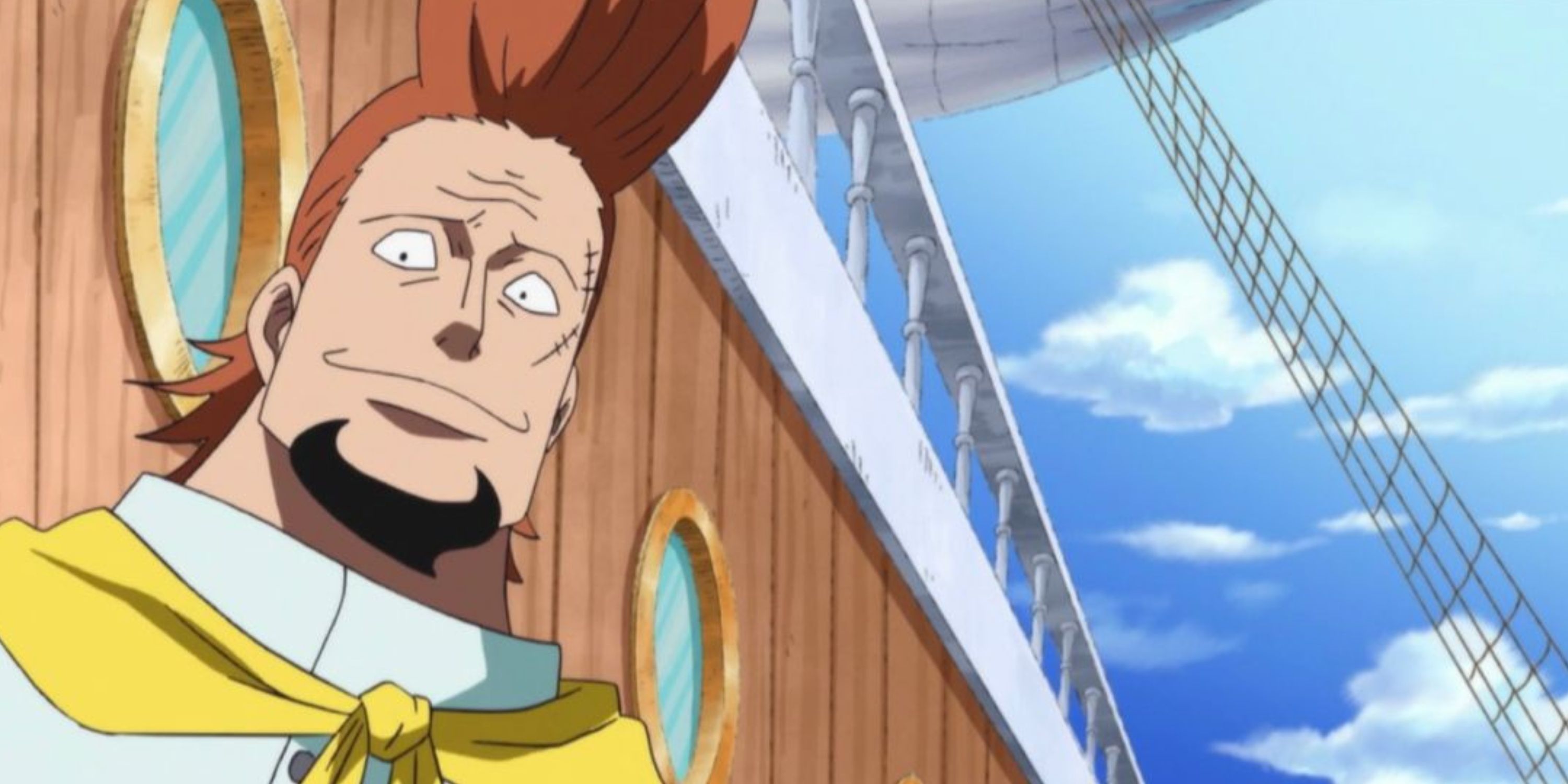 Thatch, the 4th Division Commander of the Whitebeard Pirates, smiles in One Piece