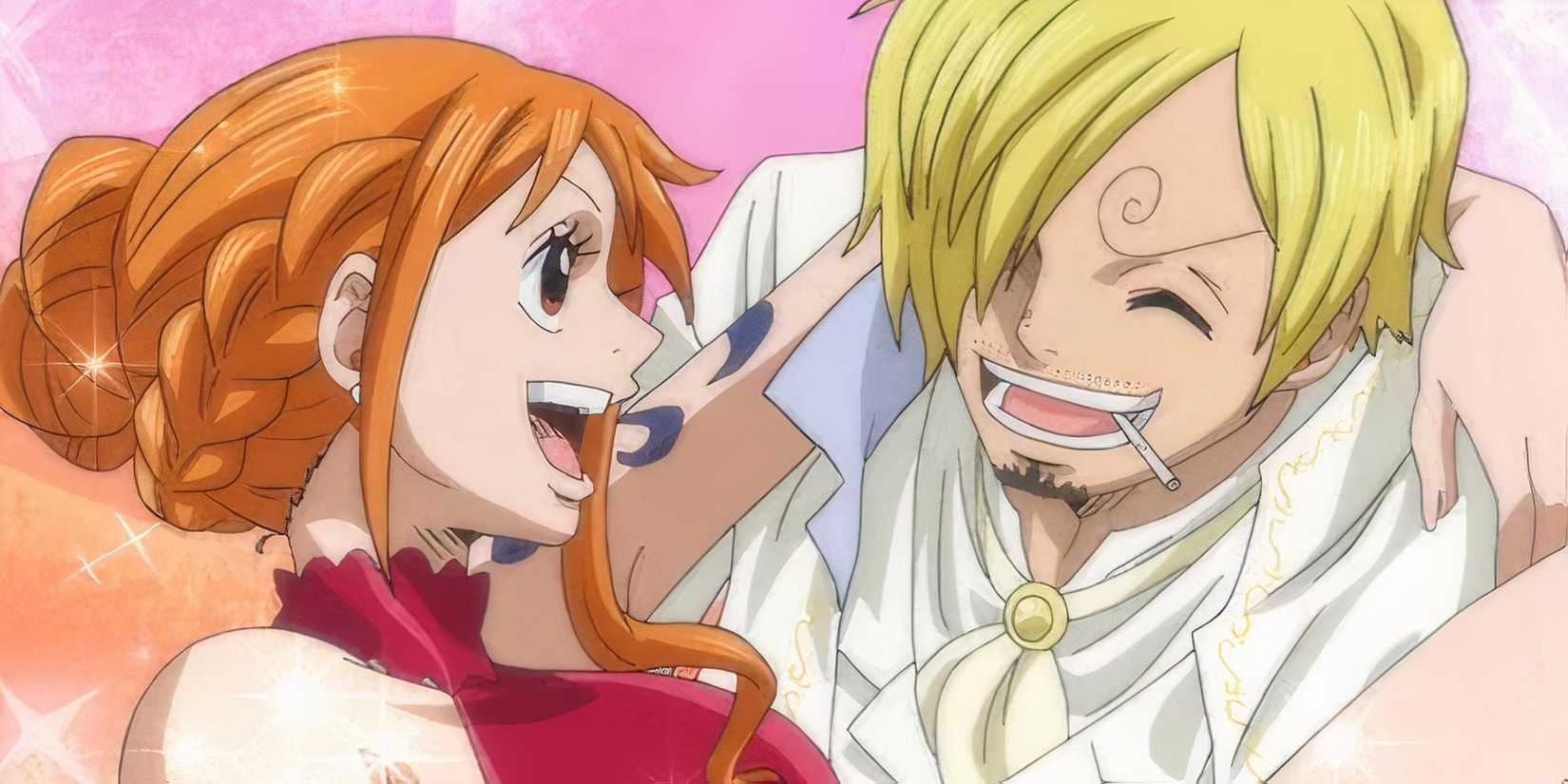 Sanji attrape Nami pendant l'arc Whole Cake Island de One Piece.