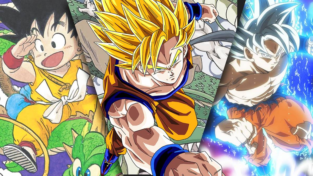 Dragon Ball's Kid Goku, Super Saiyan Goku and Ultra Instinct