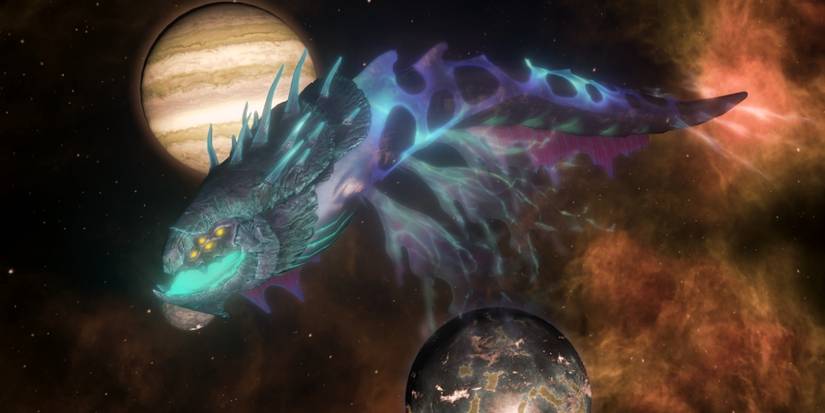 A Dragon floating through space in Stellaris.