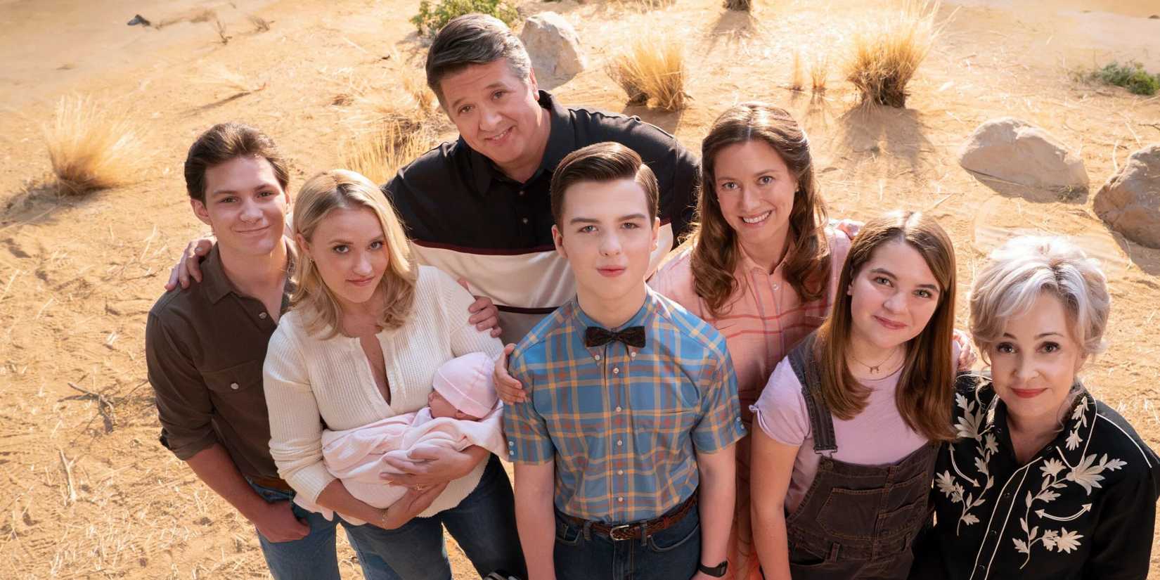 The cast of Young Sheldon pose for the season 7 promotional poster.