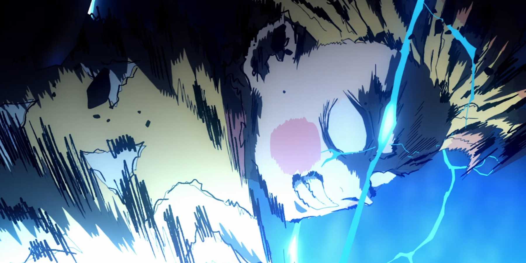 Zenitsu has lightning around him as he prepares to use Lightning Breathing in Demon Slayer..