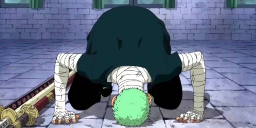 Zoro s'incline devant Mihawk