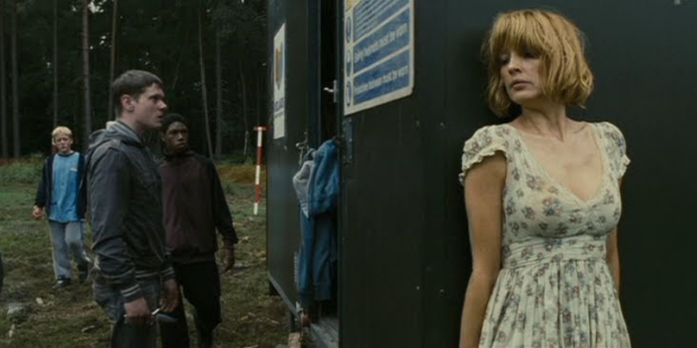 Jenny hides from a group of teenagers in Eden Lake.