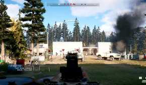 Far Cry 5 gameplay player shoots enemies at airfield