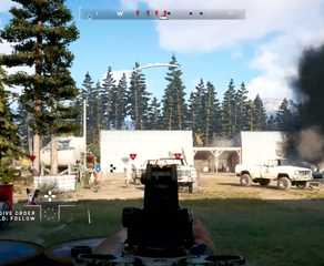 Far Cry 5 gameplay player shoots enemies at airfield
