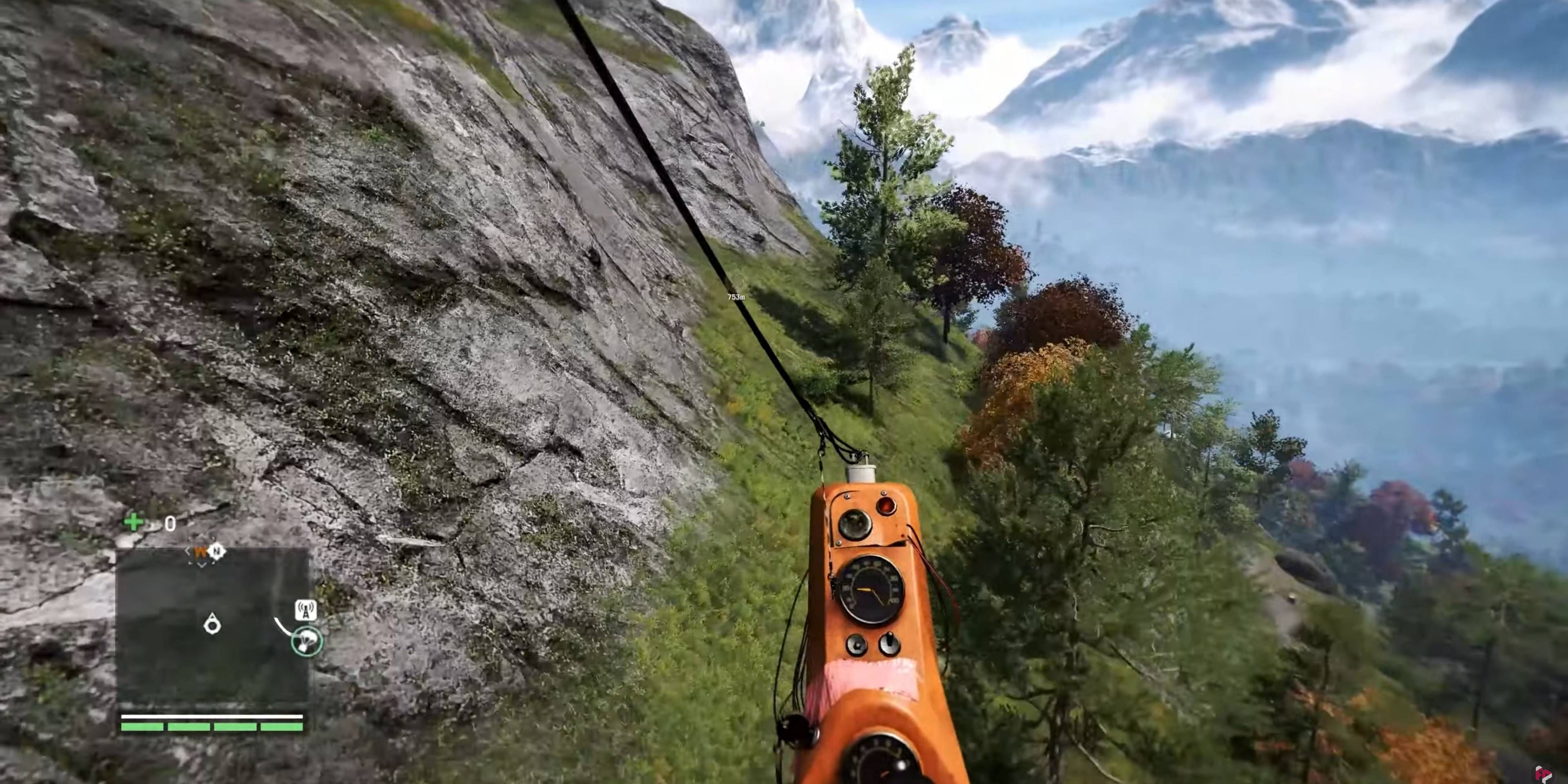 Far Cry 4 gameplay player flies gyro over mountains