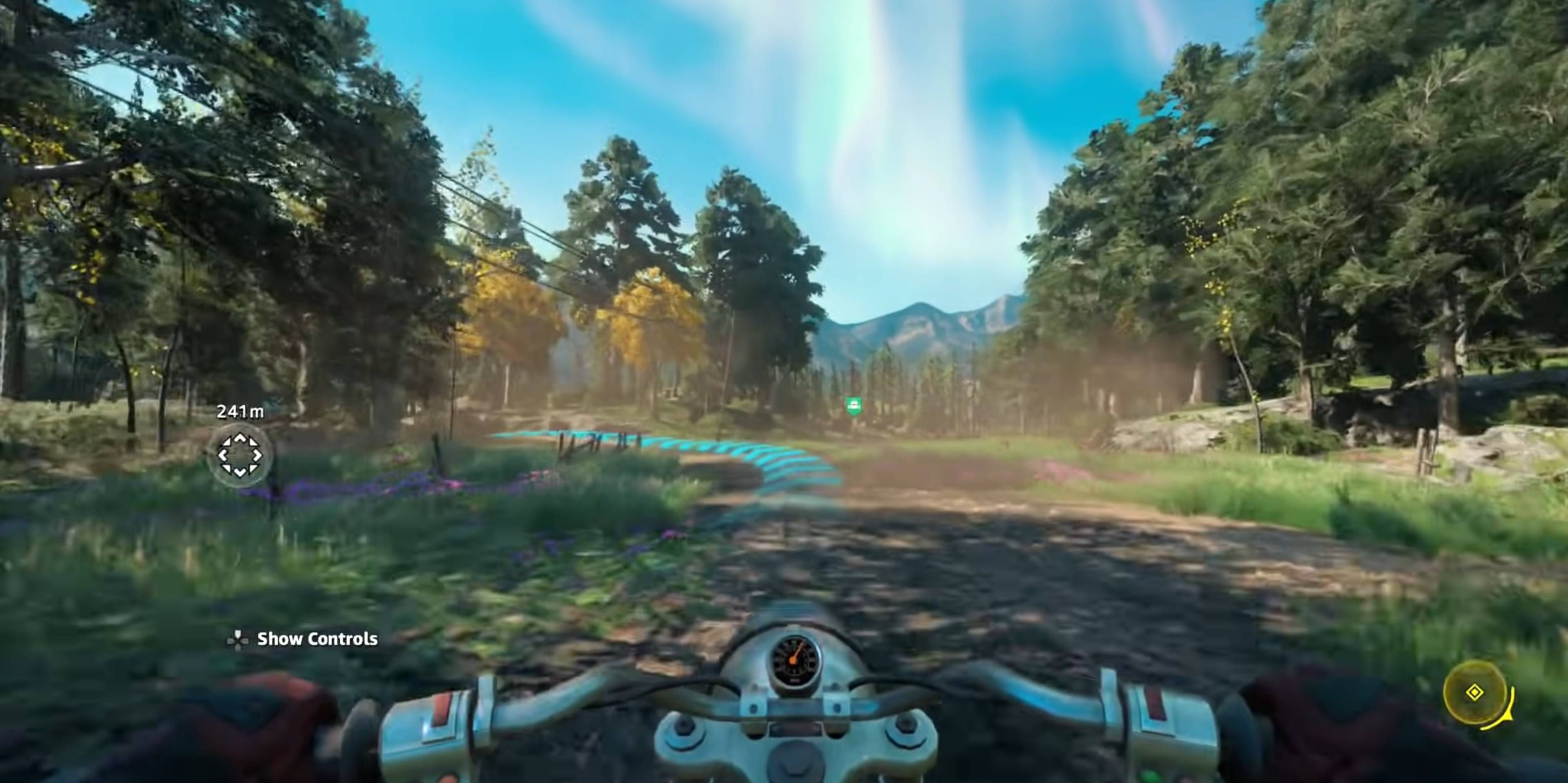 FarCry 5 New Dawn player rides motorcycle