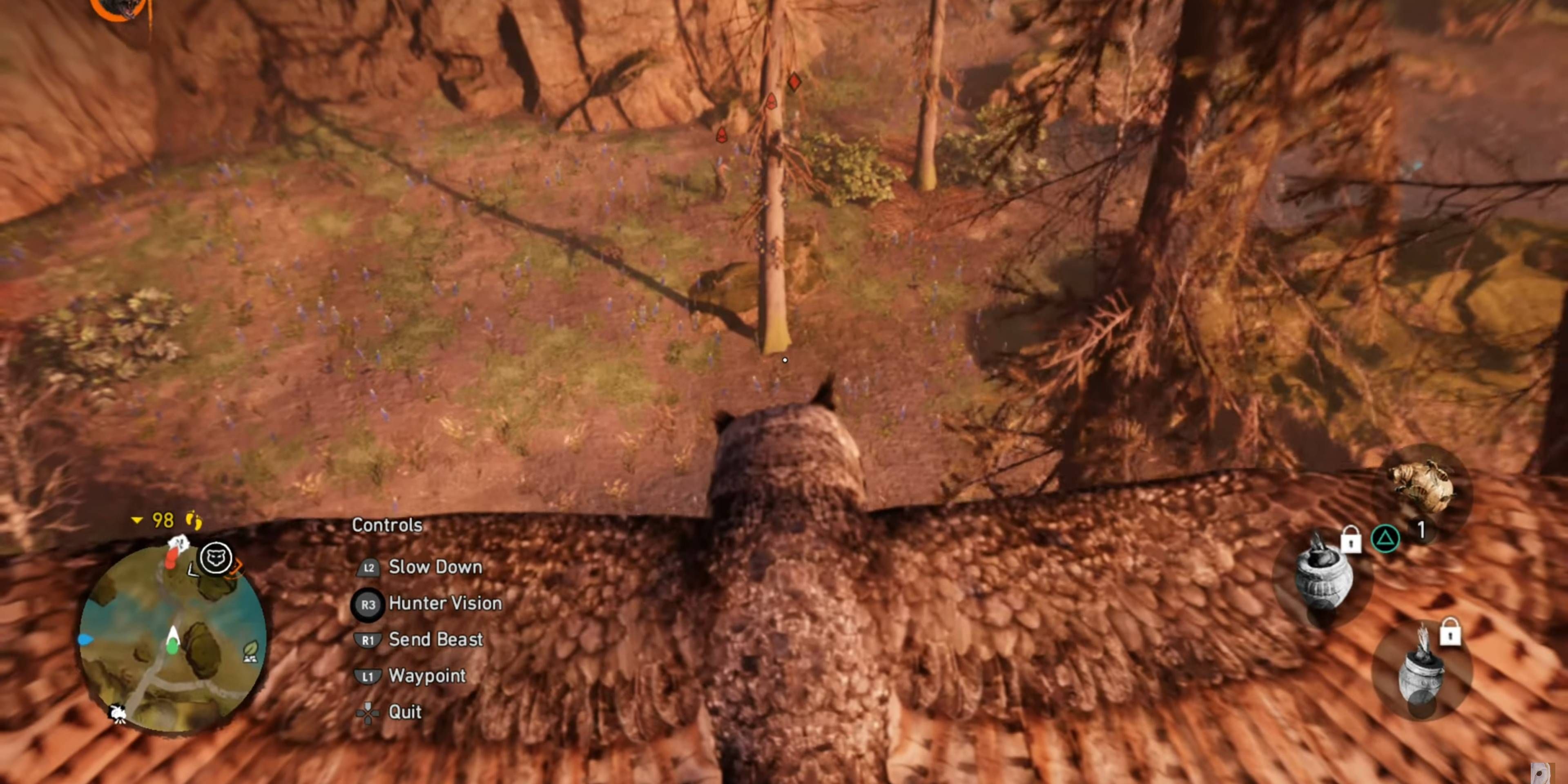 FarCry Primal gameplay player hunts with owl
