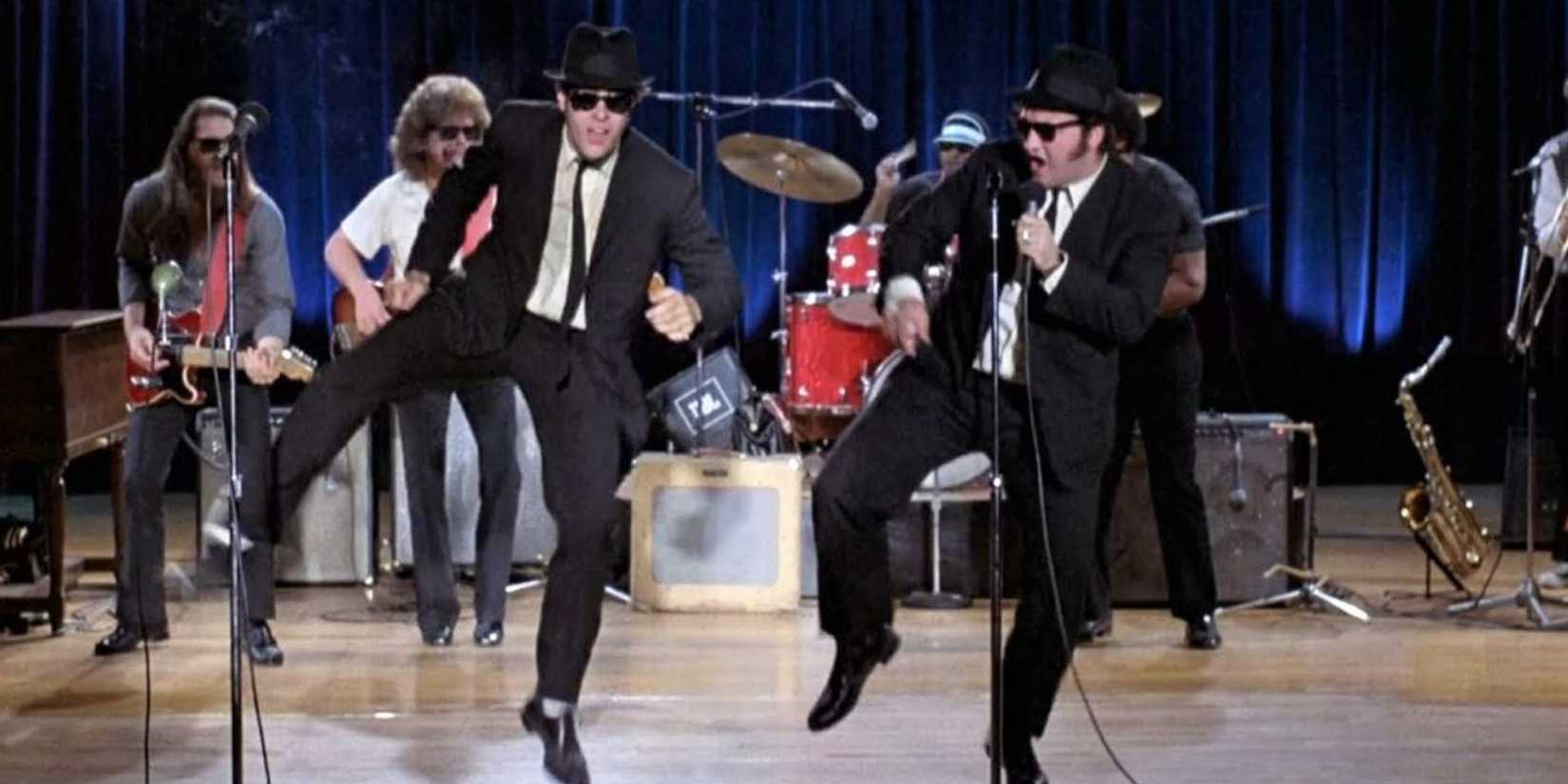 John Belushi as Joliet Jake Blues and Dan Aykroyd as Elwood J. Blues in SNL's Blues Brothers