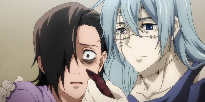 Mahito montre à Junpei un des doigts de Sukuna dans Jujutsu Kaisen