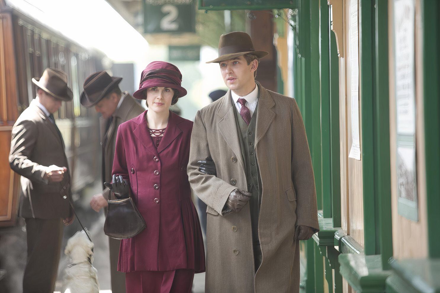 Matthew and Mary at the train station in Downton Abbey.