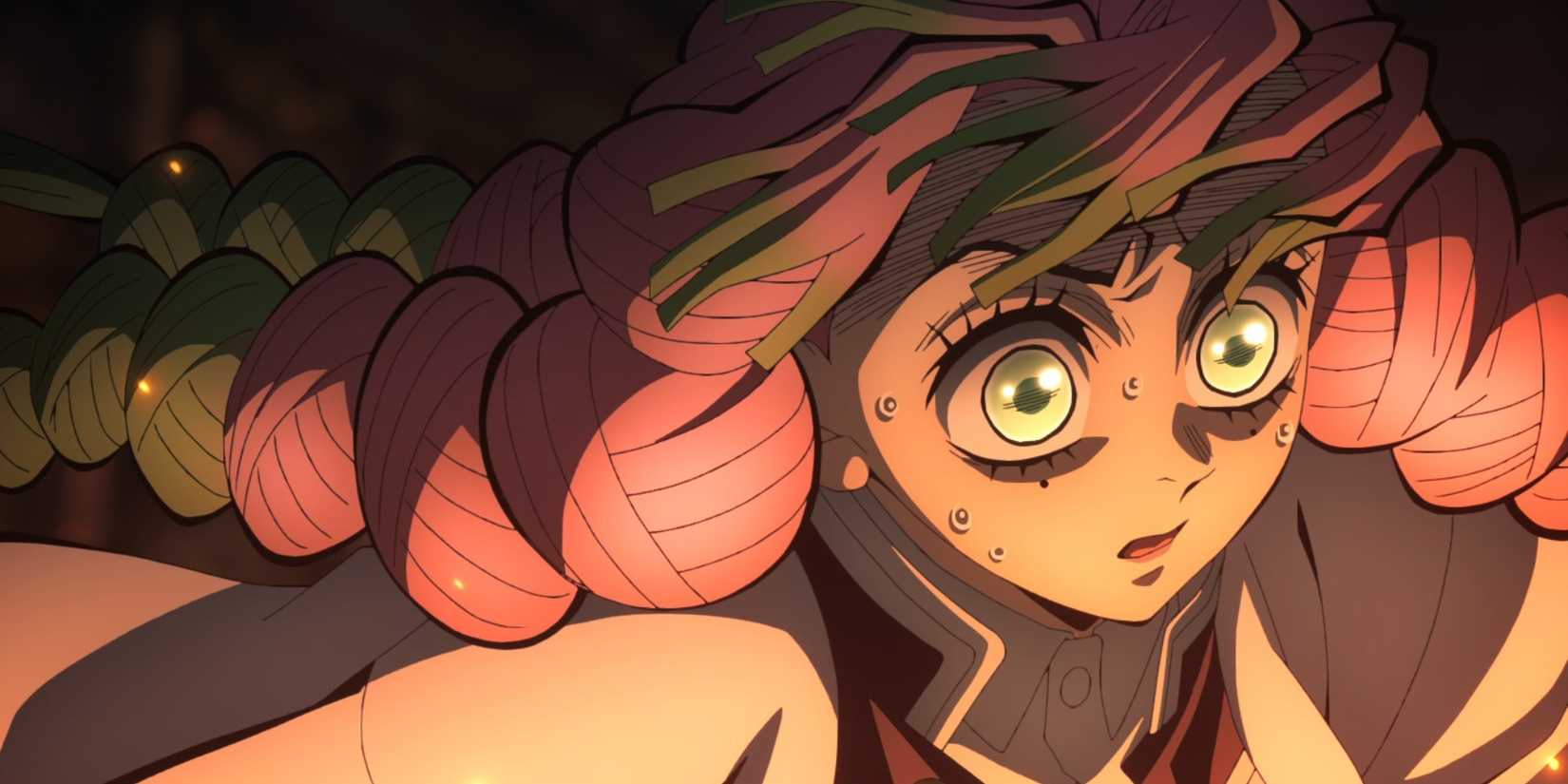 Mitsuri Kanroji looks shocked by Demon Slayer.