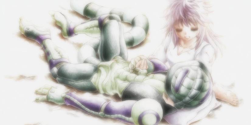 Meruem dies in Komugi's hands after playing Gungi in Hunter x Hunter. 