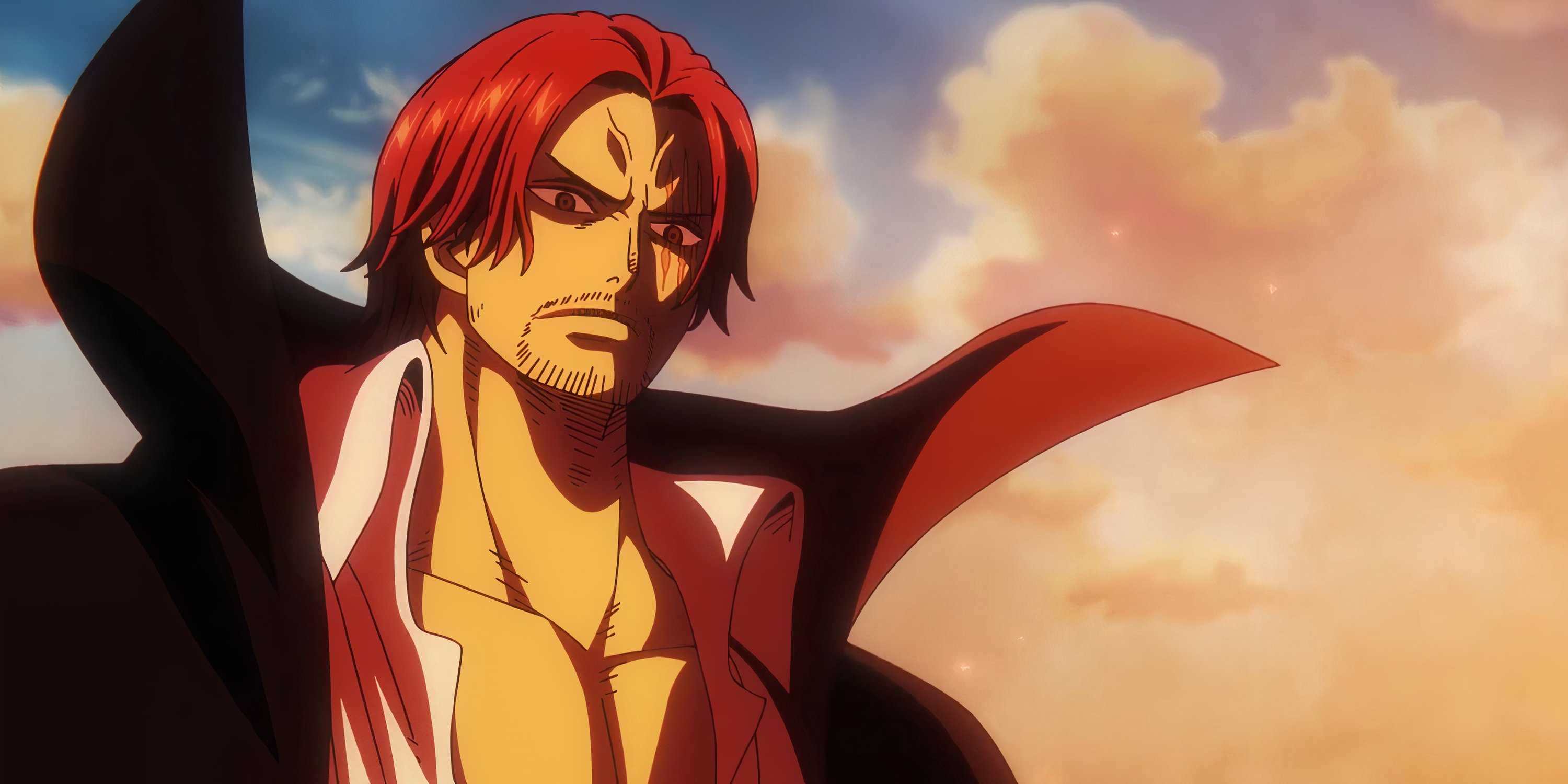 Shanks glares at the Kid Pirates in Episode 1112 of the One Piece anime.