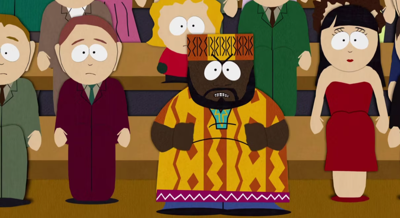 Chef gets angry in the South Park cartoon.