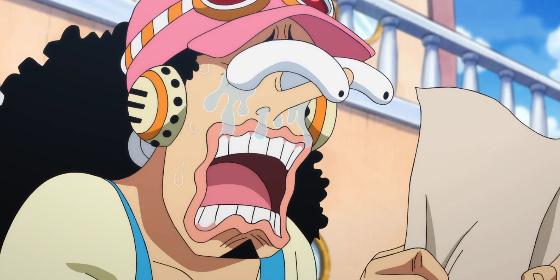 Usopp cries over his new bounty in One Piece.