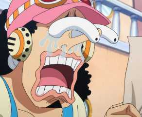 Usopp cries over his new bounty in One Piece.