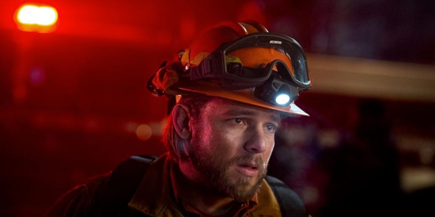 10 Max Thieriot as Bode Leone wears a headlamp on Fire Country