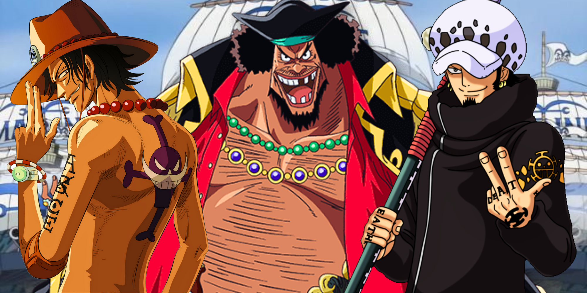 Custom Image of Ace, Blackbeard, and Trafalgar from One Piece