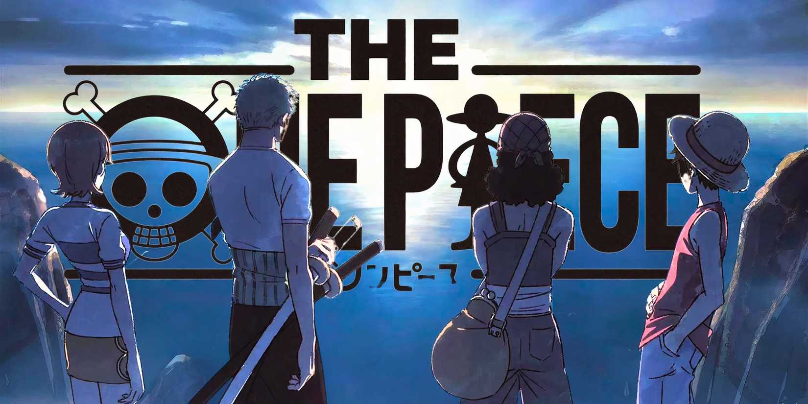 The One Piece Netflix anime remake by Wit Studio with main characters and logo