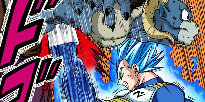 Vegeta kicks Moro with Forced Spirit Fission in Dragon Ball Super manga.