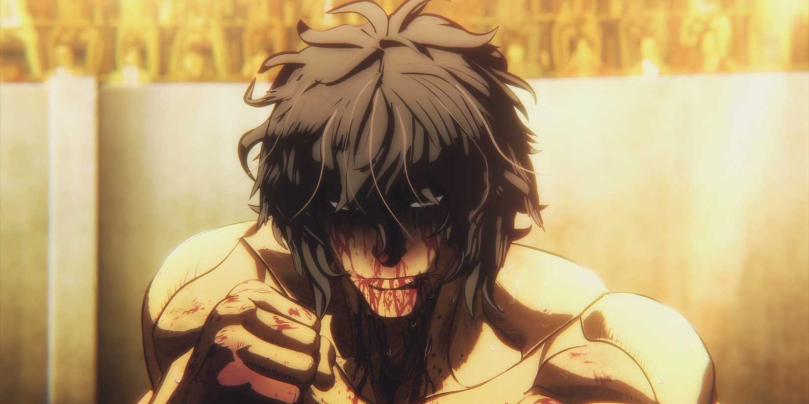 A bloodied Ohma Tokita takes his stance in Kengan Ashura Season 2 Part 2 