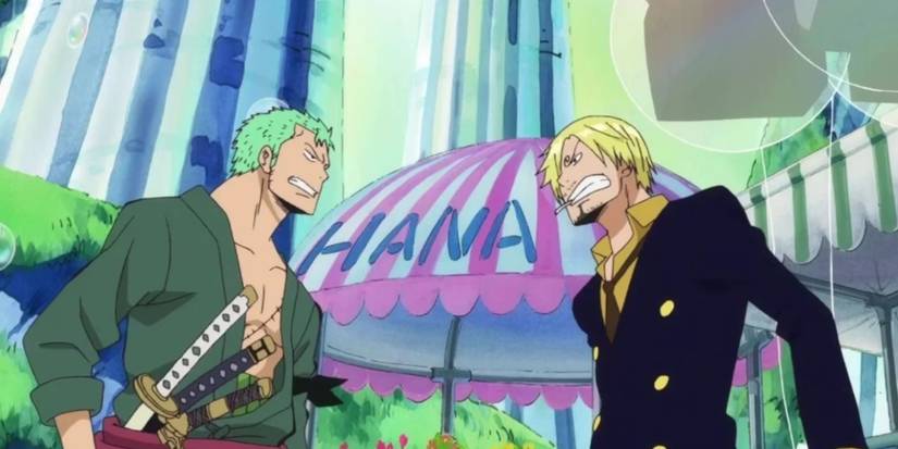 Sanji et Zoro s'énervent après s'être vus pour la première fois depuis l'ellipse dans One Piece.
