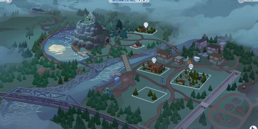 Peta Moonwood Mill dari The Sims 4.