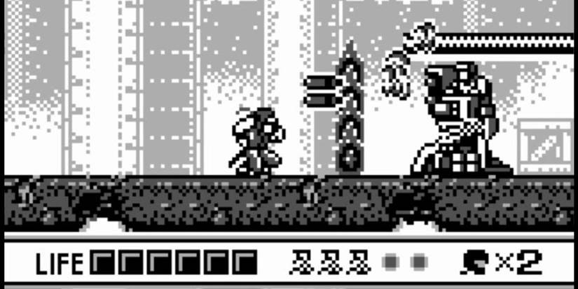 Ninja Gaiden Shadow with Ryu attacking a sentry gun